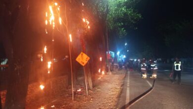 Akibat Seorang Warga Membakar Sampah, Kabel Telkom dan Kabel Wi-Fi, di Raya Talun, Sumberrejo, Alami Kebakaran