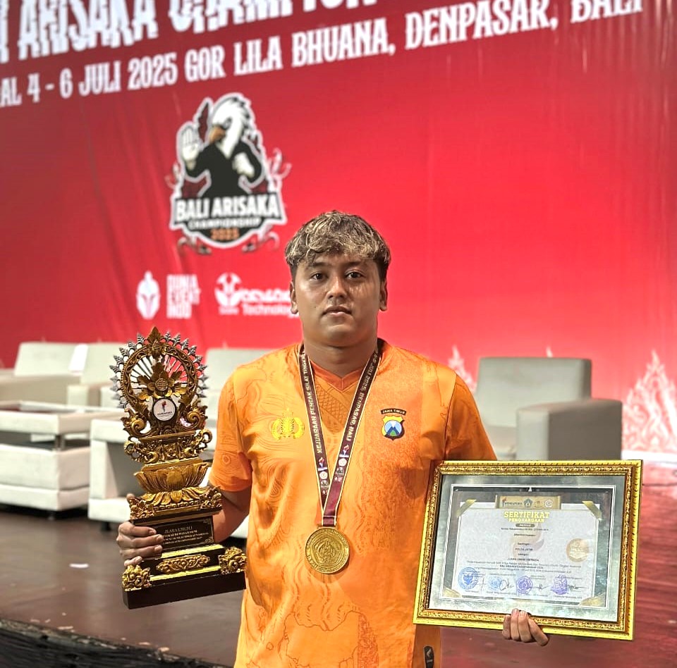 Bripda Sholeh Maulana Anggota Polsek Babat, Raih Emas di Kejurda Pencak Silat Piala Kemenpora Bali Arisaka Championship 2025