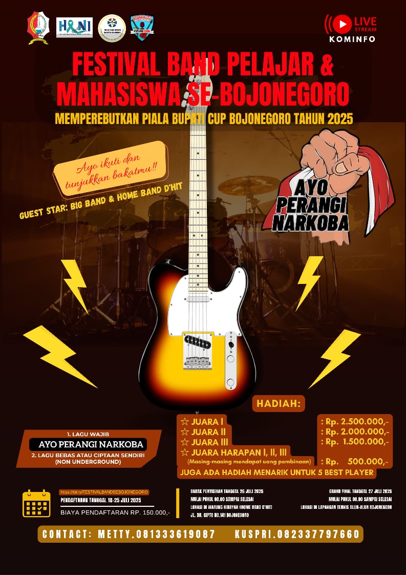 ‘Ayo Perangi Narkoba’ FOB dan Penggiat P4GN Bojonegoro, Bakal Gelar Festival Band Pelajar dan Mahasiswa Se-Bojonegoro