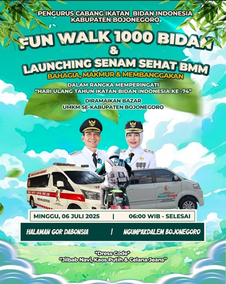 Ikutilah Fun Walk 1000 Bidan, Dirangkai Launching Senam Sehat BMM, Di GOR Dabonsia, Ngumpakdalem, Dander