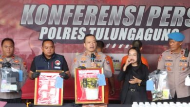 Polres Tulungagung Berhasil Ungkap Peredaran Gelap 1,2 Kg Sabu dan 60.163 butir Pil Koplo
