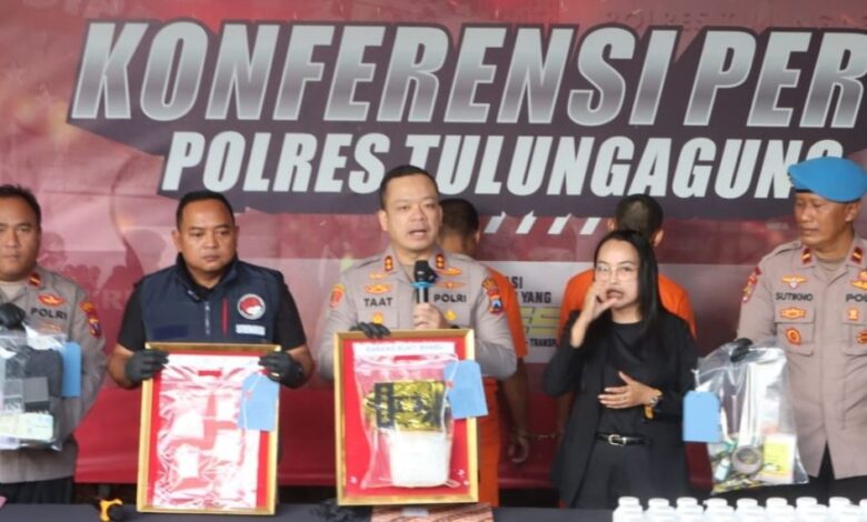 Polres Tulungagung Berhasil Ungkap Peredaran Gelap 1,2 Kg Sabu dan 60.163 butir Pil Koplo