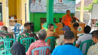 TNI dan BPBD Bojonegoro Gelar Sosialisasi Penanggulangan Bencana Pada TMMD 125 Bojonegoro, Di Desa Soko, Temayang