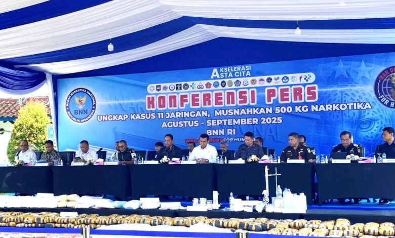BNN Sita Setengah Ton Narkotika dari 11 Jaringan, Periode Agustus-September 2025 BNN Sita Setengah Ton Narkotika dari 11 Jaringan, Periode Agustus-September 2025