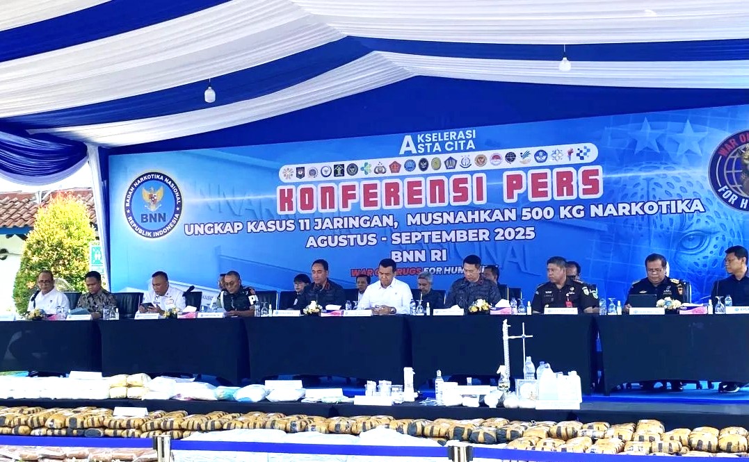 BNN Sita Setengah Ton Narkotika dari 11 Jaringan, Periode Agustus-September 2025