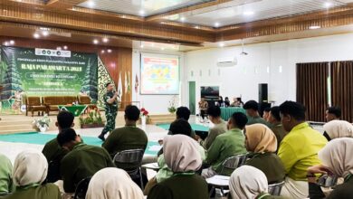 Bati Tuud Koramil Dander Bekali Ratusan Mahasiswa STIKes Rajekwesi Bojonegoro Dengan Wasbang