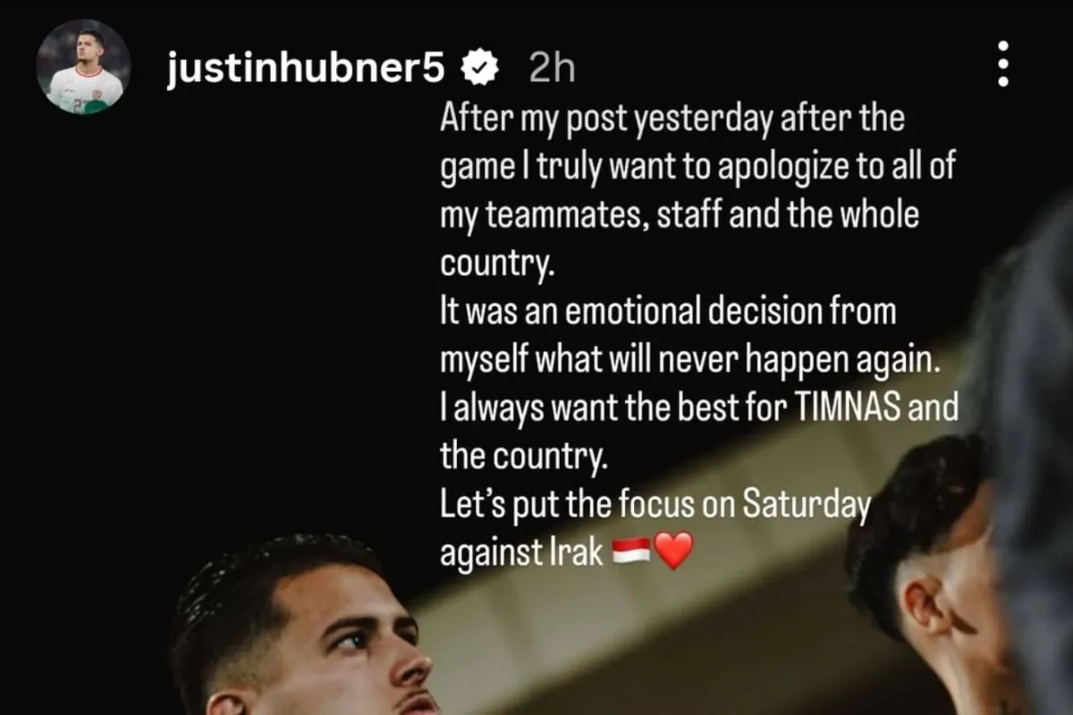 Justin Hubner Merendah: Minta Maaf Atas Reaksi Emosional Usai Laga Kontra Arab Saudi, Tegaskan Komitmen Penuh untuk Timnas Indonesia