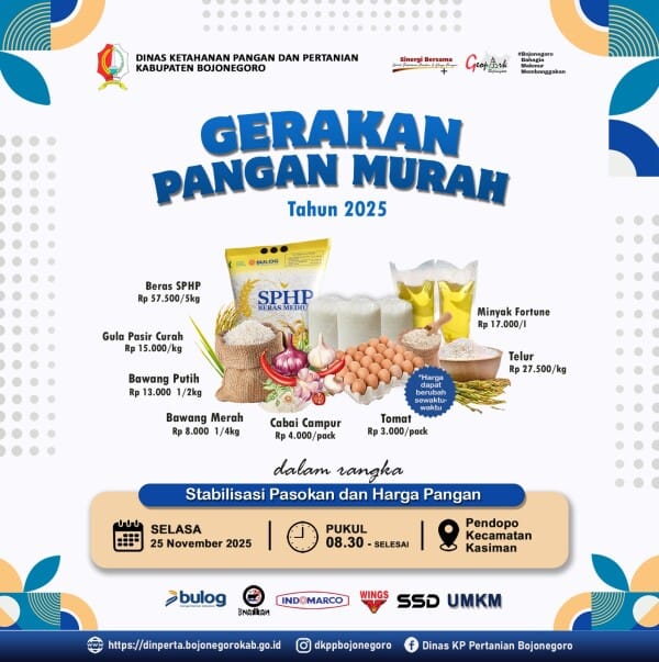 Gerakan Pasar Murah Bakal Digelar Oleh Pemkab Bojonegoro di Pendopo Kecamatan Kasiman