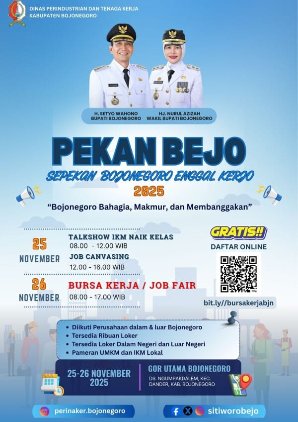 Pekan BEJO 2025 Bakal Digelar Pemkab Bojonegoro, Dorong Penyerapan Naker Lewat Workshop Hingga Job Fair