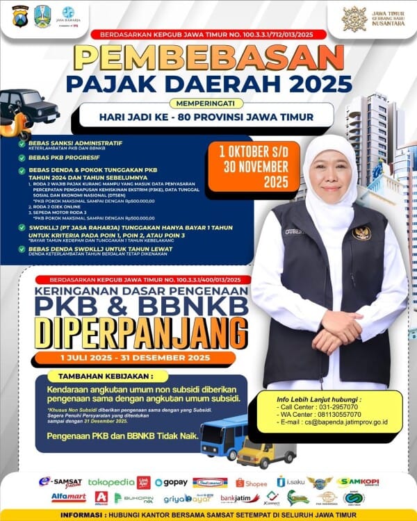 Pemprov Jatim, Kembali Perpanjang Pajak Kendaraan Bermotor, Cek Info Lengkapnya