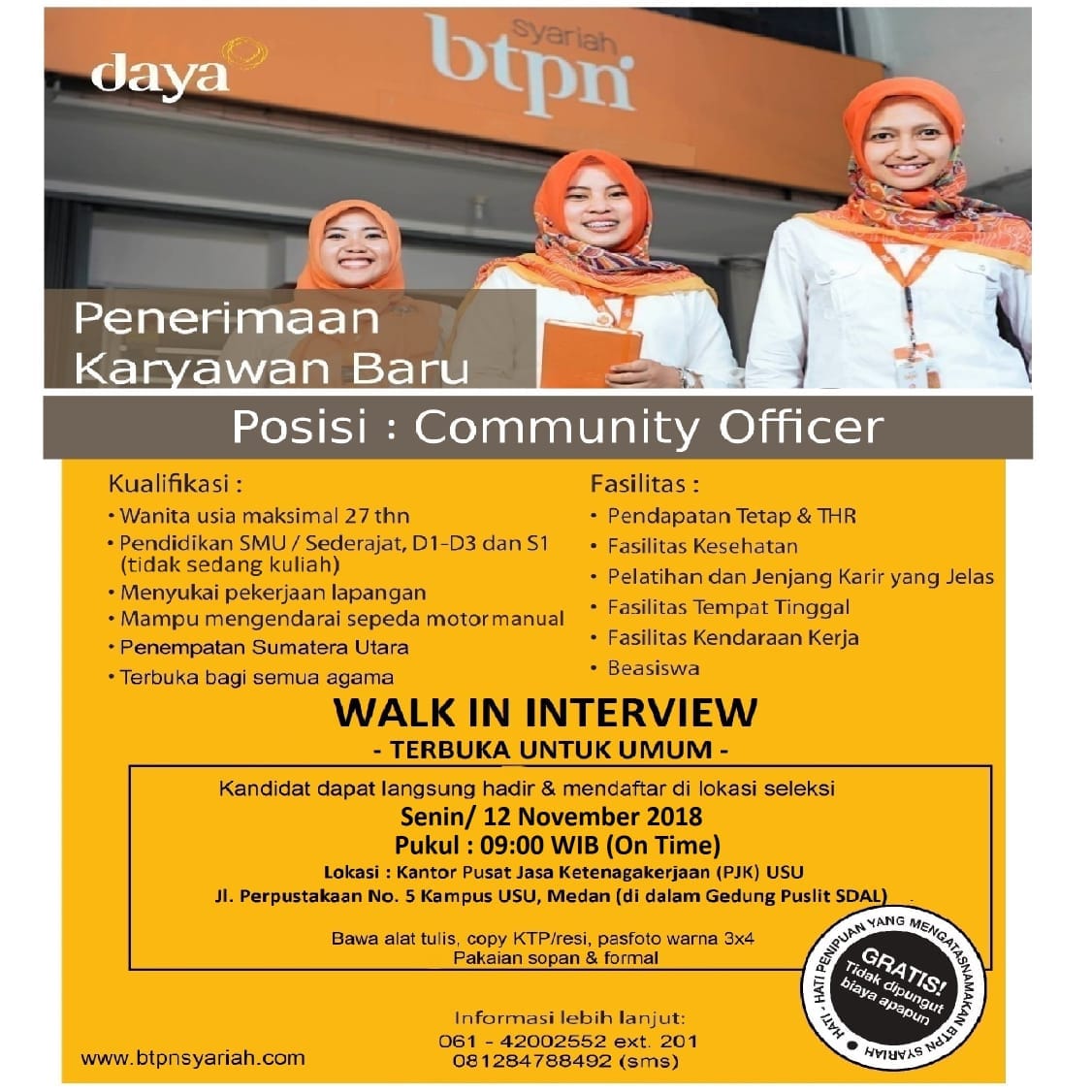 BTPN Syariah Semarang: Walk-in Interview Community Officer, 25 November 2025