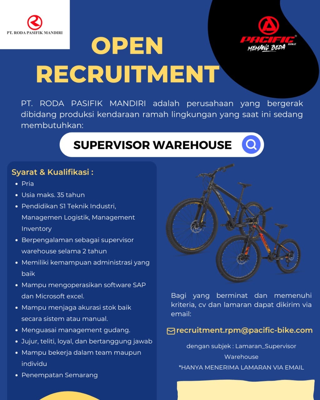 Content Creator – PT Roda Pasifik Mandiri (Semarang)