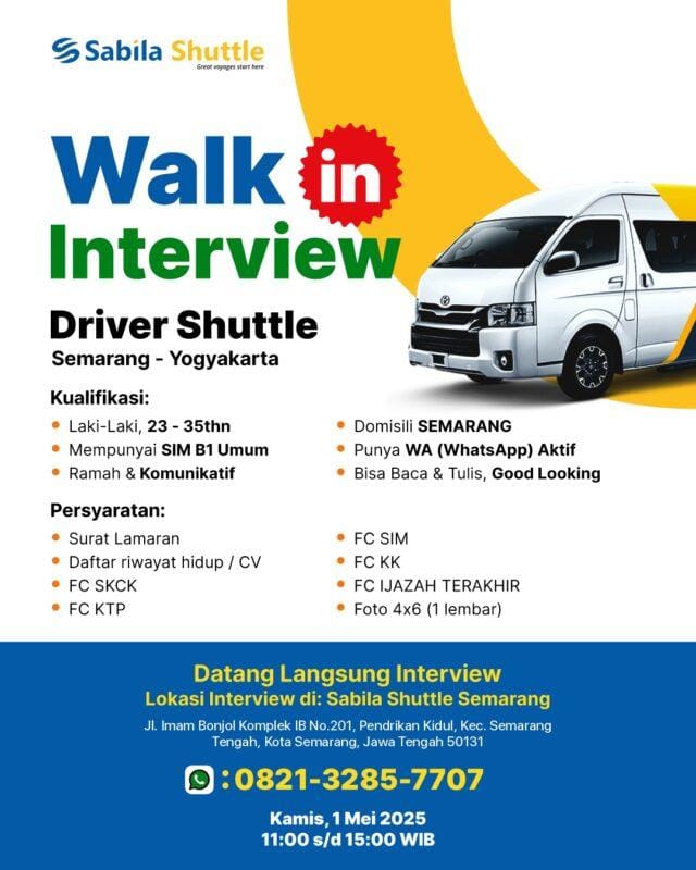 Lowongan Kerja Customer Service di Sabila Shuttle Semarang – November 2025