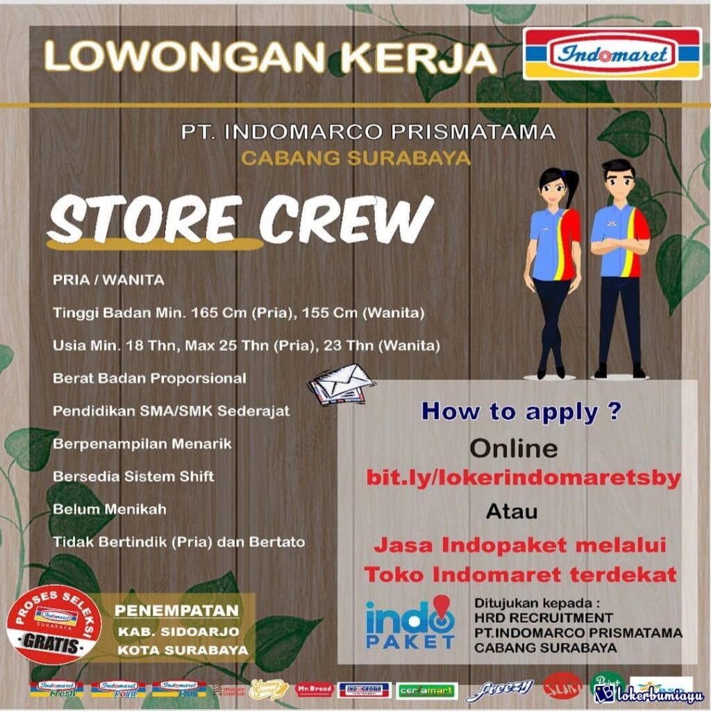 Lowongan Kerja Surabaya: Bergabunglah dengan Indomaret Group sebagai Store Crew!