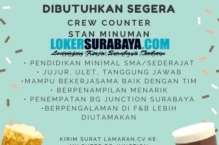 Lowongan Kerja Terbaru di BG Junction Surabaya: Event & Publicity Executive dan Teknisi Engineering Lowongan Kerja Terbaru di BG Junction Surabaya: Event & Publicity Executive dan Teknisi Engineering