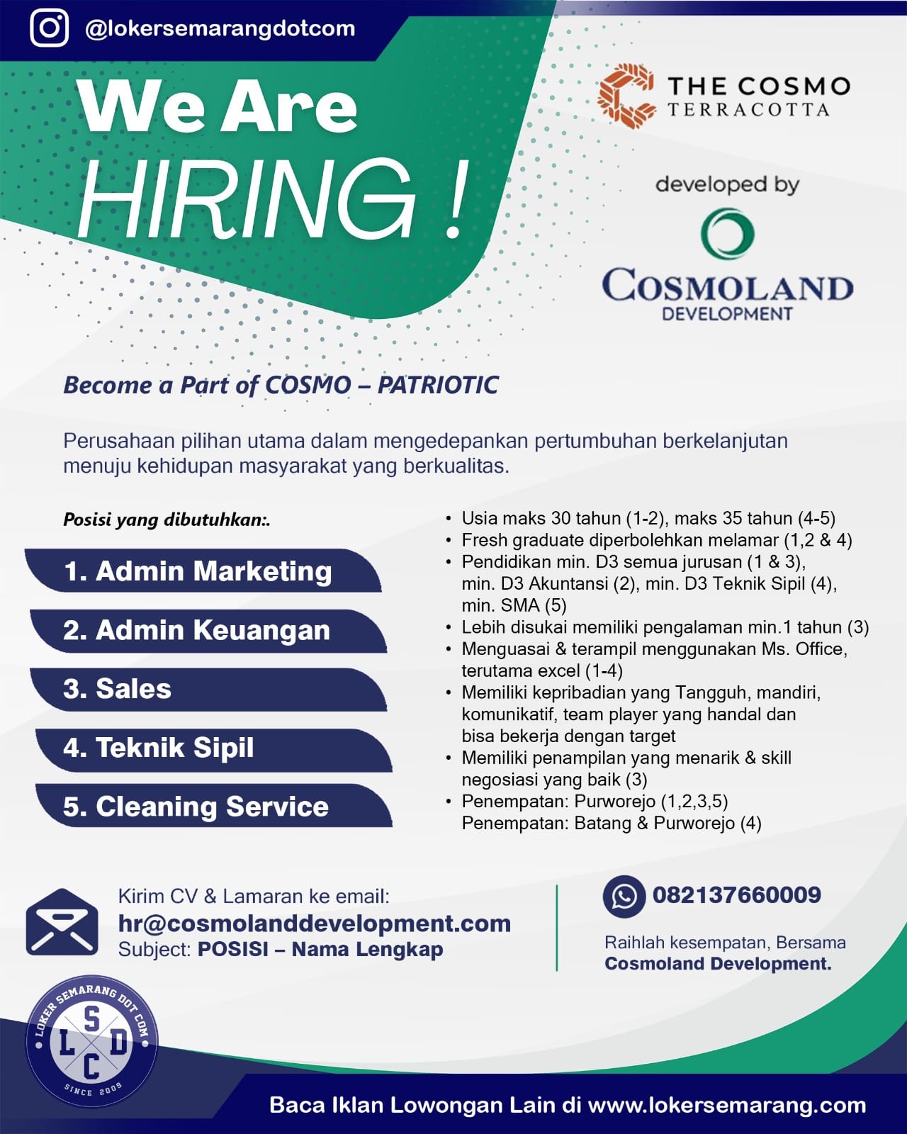 MARKETING PROPERTY MANAGER – Cosmoland Development Semarang
