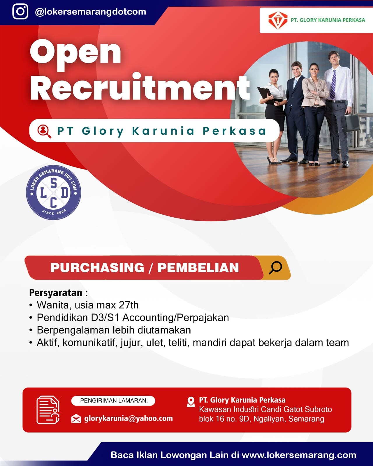 Peluang Karir di PT Glory Karunia Perkasa Semarang: Staf Purchasing dan Marketing