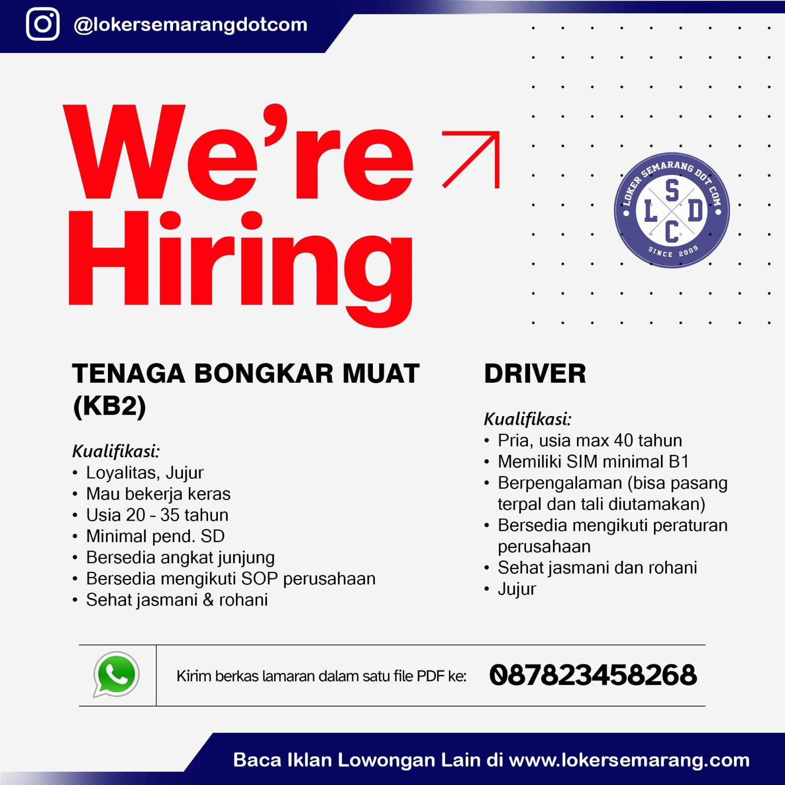 Peluang Karir di Semarang: Tenaga KB2, Driver, dan Sales Lapangan