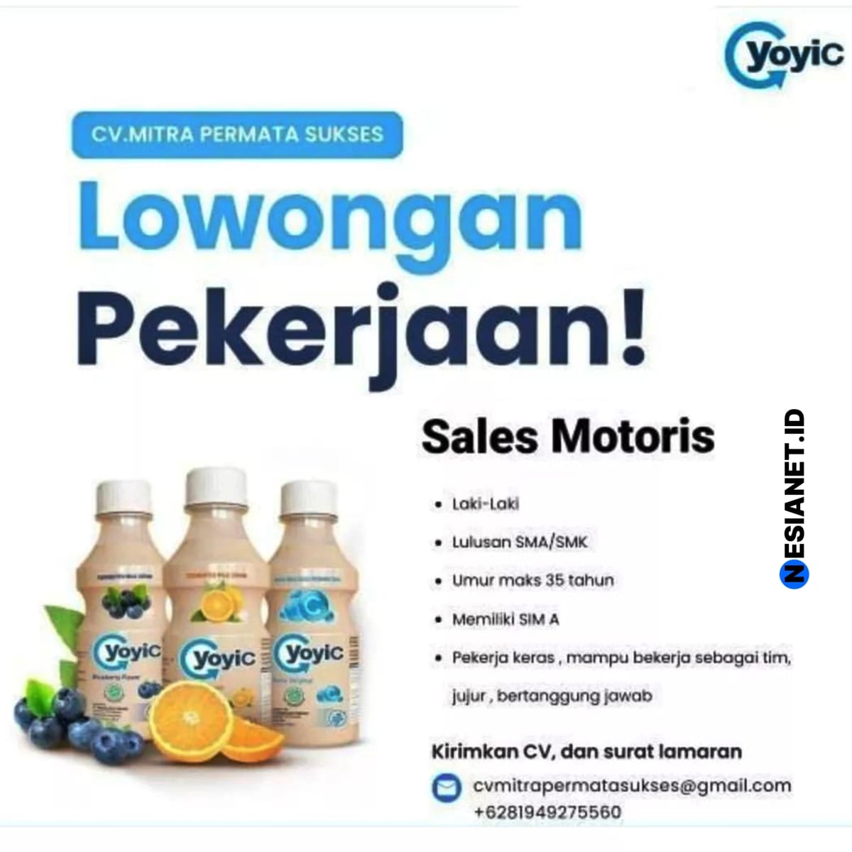 Sales Motoris YoyiC Semarang – PT Xin Yang Food Indonesia