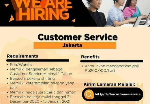 Customer Service – Jakarta Pusat (Full Time)
