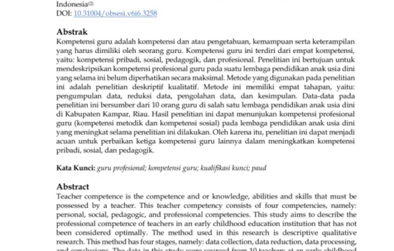 Guru Pendidikan Anak Usia Dini (PAUD) Profesional