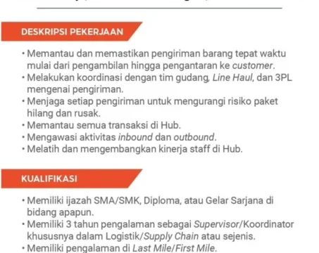 Hub Lead SPX Express (Kab. Paser, Kalimantan Timur)