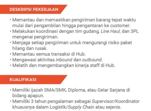 Hub Lead – SPX Express, Manding, Kab. Sumenep, Jawa Timur