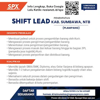 Shift Lead SPX Express – Setuluk, Kab. Sumbawa Barat, NTB