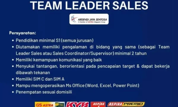 Team Leader Sales Promoter – Gresik Area