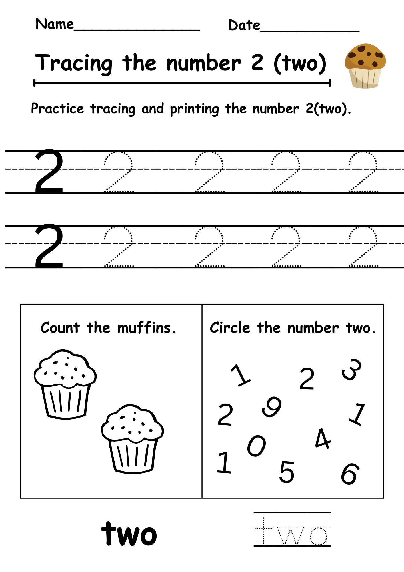 Number 2 Tracing Worksheets Tracing Number 2 Worksheet Graphic By CG