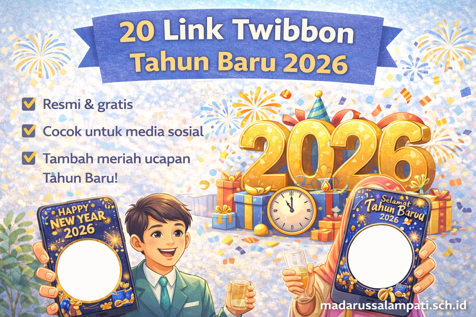 20 Link Twibbon Tahun Baru 2026 PNG HD Gratis untuk Poster dan